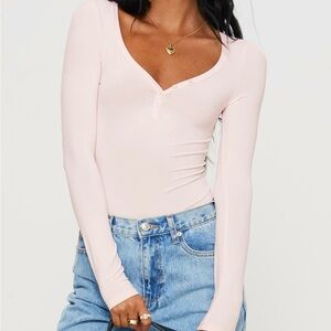 Pink Long Sleeve Bodysuit from Princess Polly